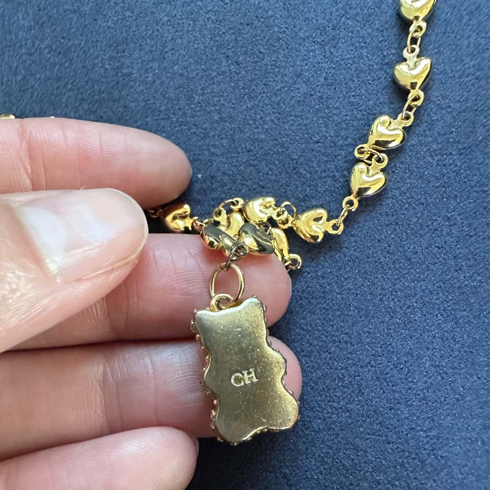 Crystal Haze Gold Nostalgia 3D Pave Bear Heart chain Necklace - Picture 9 of 17